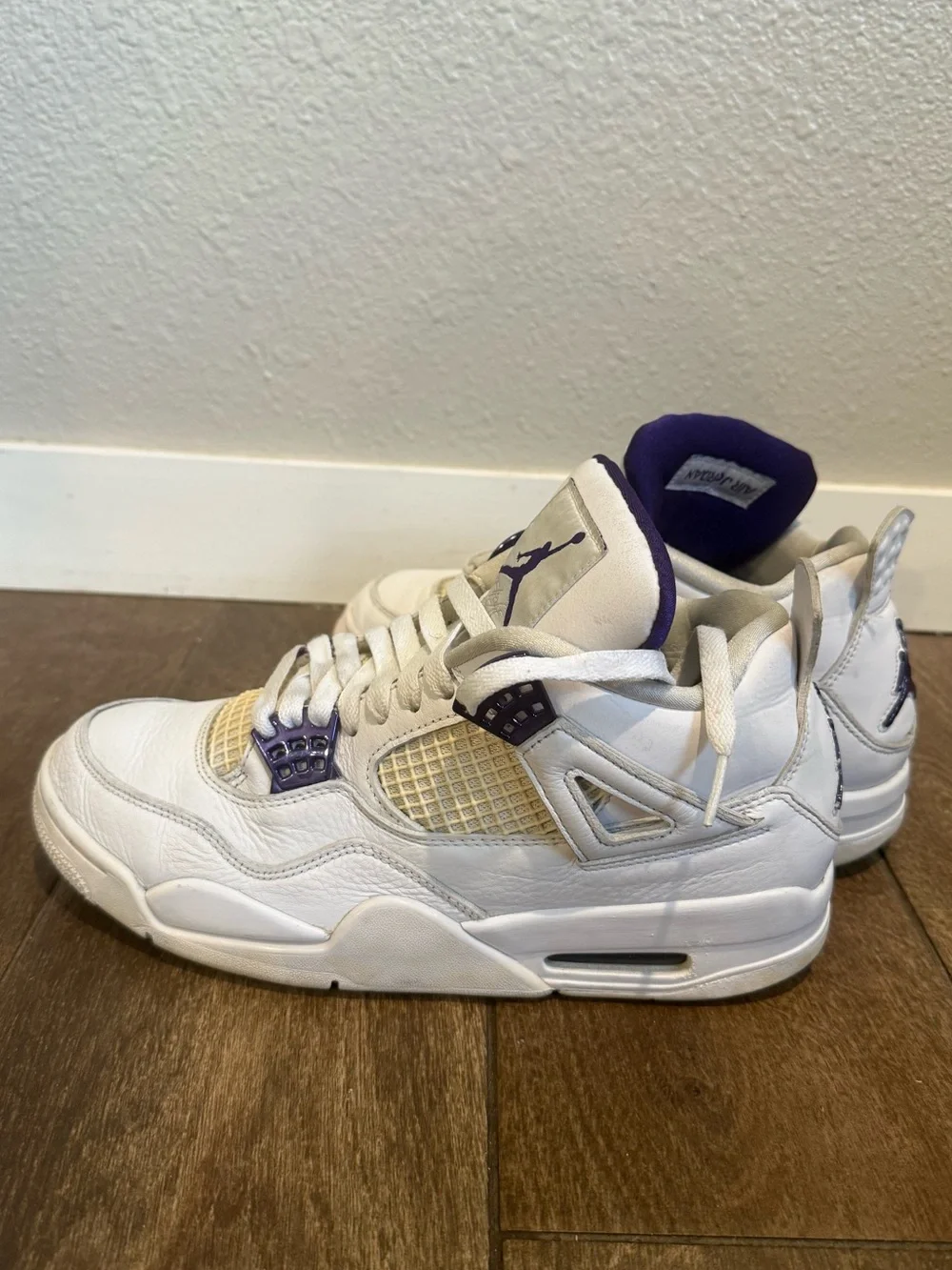 Air Jordan 4 Metallic Purple CT8527-115‎ White Purple Men’s 7.5y